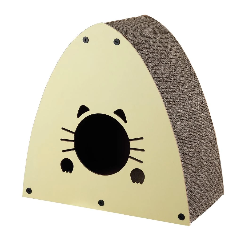 Koko 19" Modern Cardboard Triangle Cat Cave Scratcher with Catnip, Almond 商品