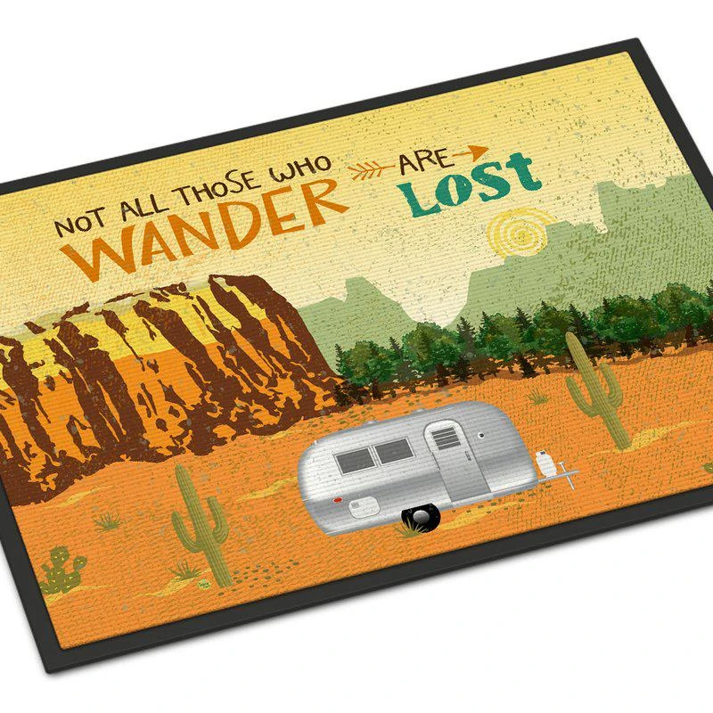商品Caroline's Treasures|24 in x 36 in Airstream Camper Camping Wander Door Mat Indoor/Outdoor,价格¥307,第1张图片