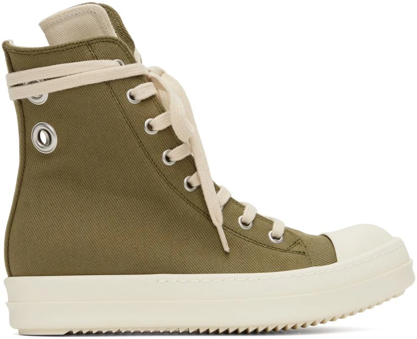 商品Rick Owens|Green Eyelet Sneakers,价格¥5712,第1张图片