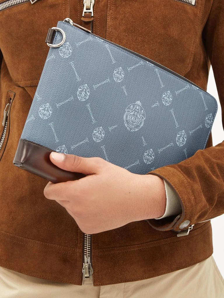 商品Berluti|Gino Venezia-leather and crest-print twill pouch,价格¥6896,第3张图片详细描述