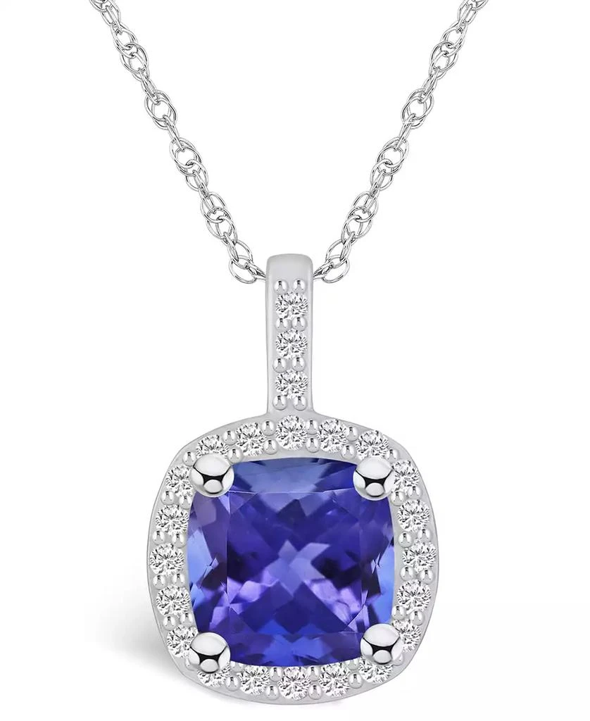 商品Macy's|Tanzanite (2-1/3 Ct. t.w.) and Diamond (1/4 Ct. t.w.) Halo Pendant Necklace,价格¥10466,第1张图片