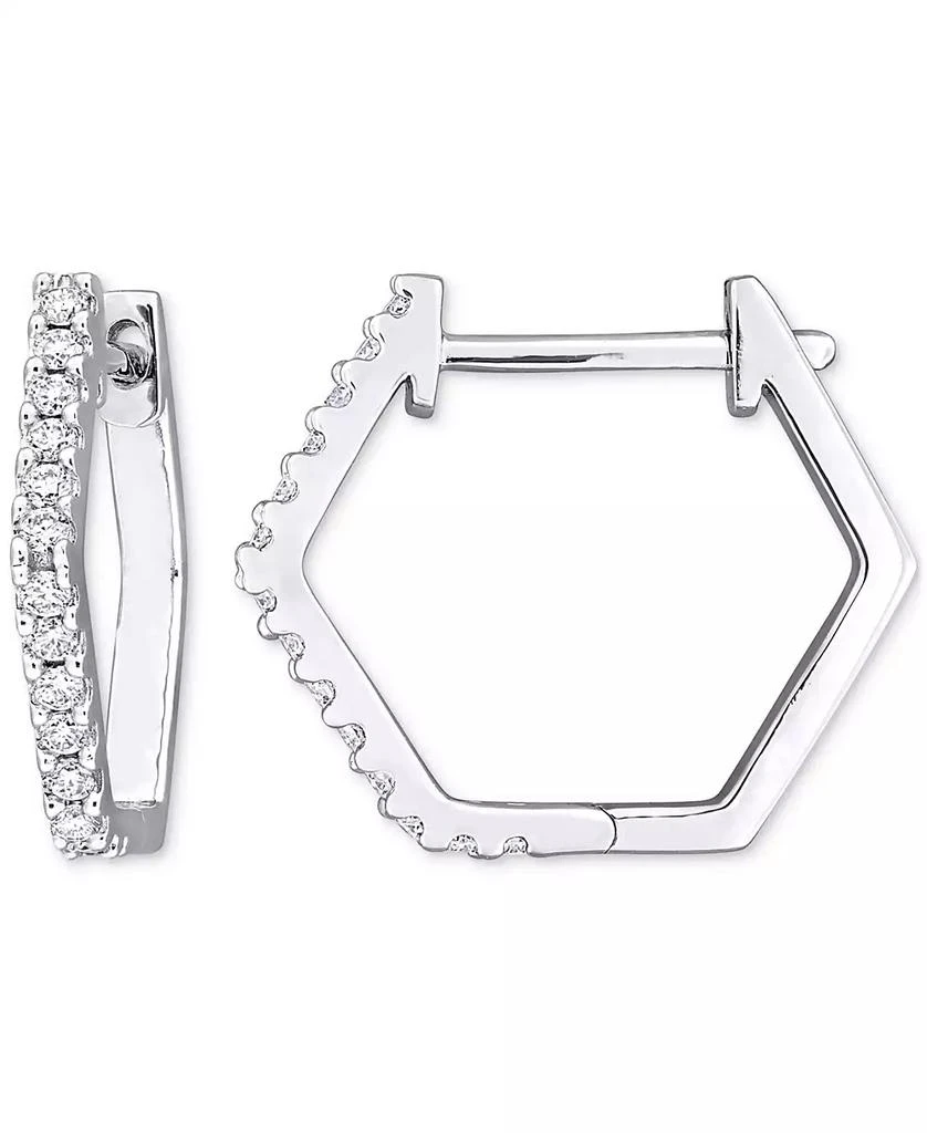 商品Macy's|Moissanite Hexagon Small Hoop Earrings (1/3 ct. t.w.) in Sterling Silver, 0.6",价格¥786,第1张图片