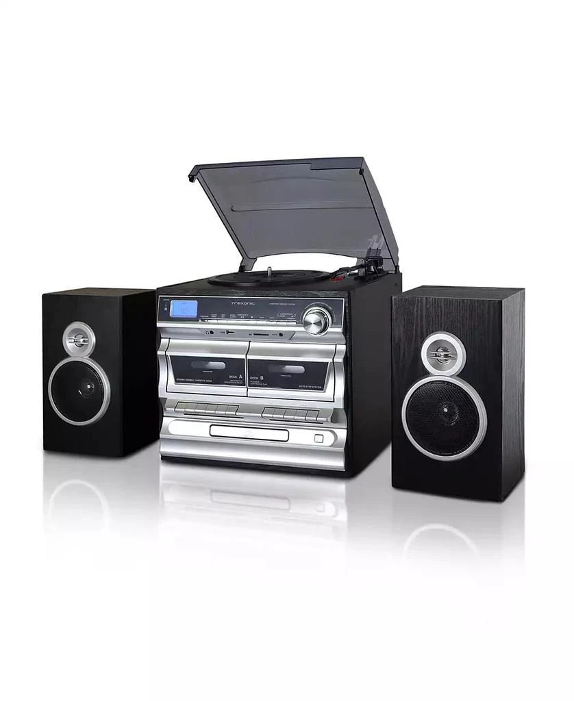 商品Trexonic|3-Speed Vinyl Turntable Home Stereo System with CD Player,价格¥1117,第1张图片