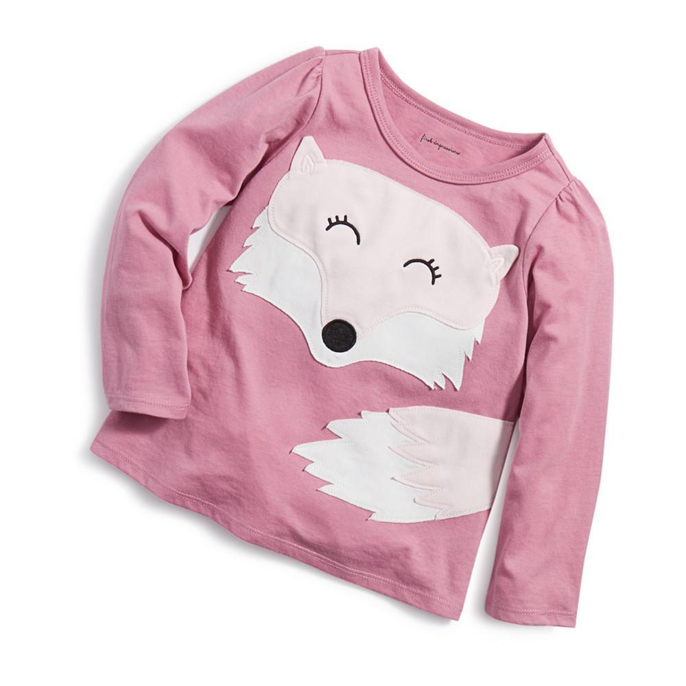 商品First Impressions|Baby Girls Francie Fox Appliqué Long-Sleeve T-Shirt, Created for Macy's,价格¥53,第1张图片