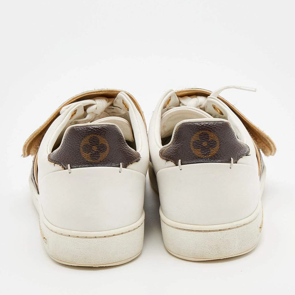 商品[二手商品] Louis Vuitton|Louis Vuitton White/Brown Leather And Monogram Canvas Frontrow Sneakers Size 37.5,价格¥3622,第5张图片详细描述