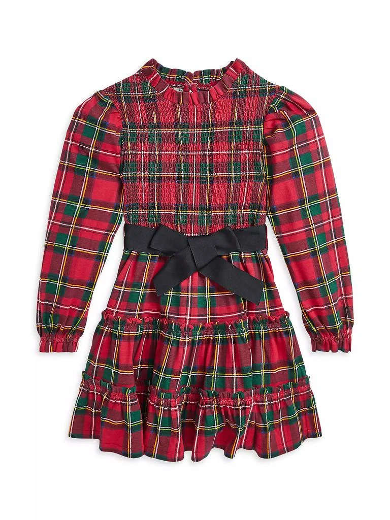 商品Ralph Lauren|Little Girl's & Girl's Smocked Tartan Plaid Dress,价格¥453,第1张图片