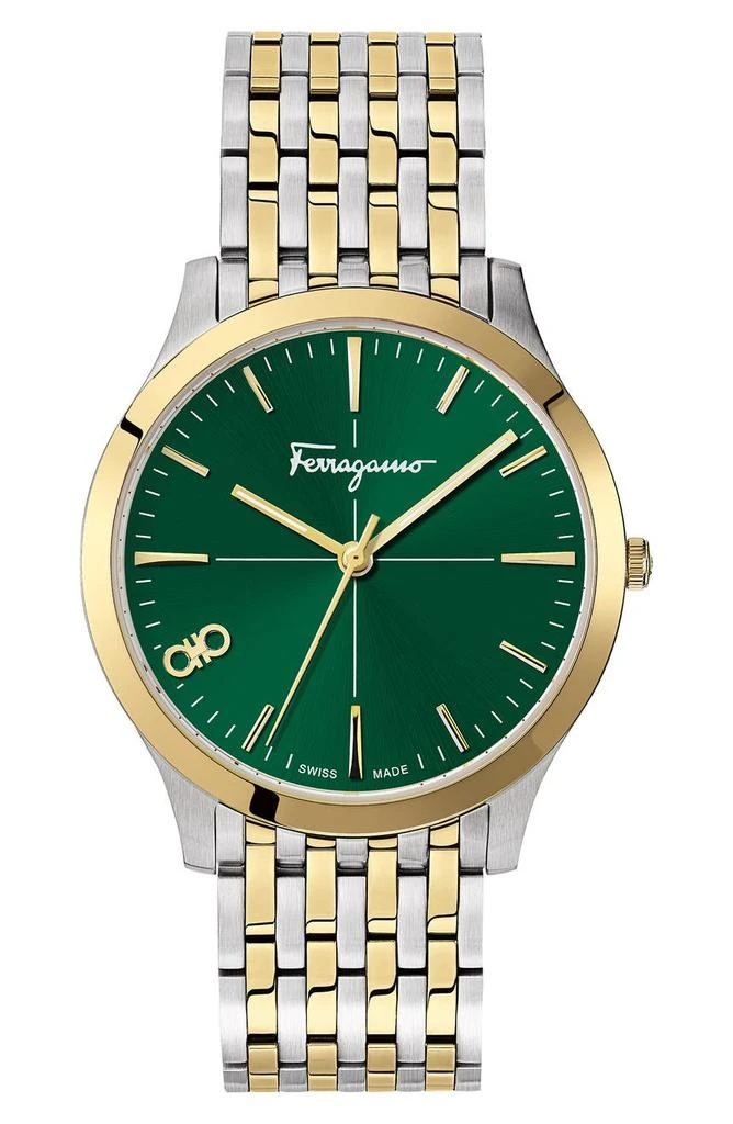 商品Salvatore Ferragamo|Salvatore Ferragamo Men's Slim Gent Green Dial Stainless Steel Bracelet Watch, 40mm,价格¥4079,第1张图片