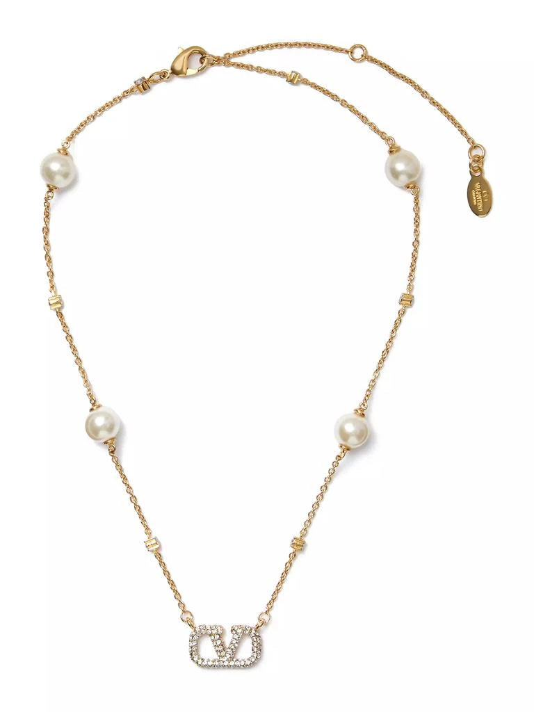 商品Valentino|VLogo Signature Metal Necklace with Swarovski® Crystals and Pearls,价格¥7418,第1张图片