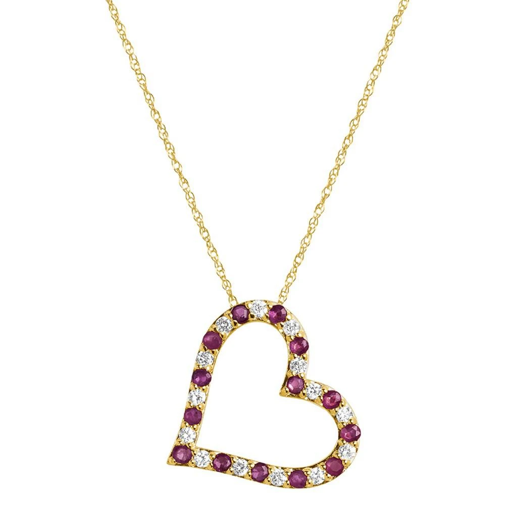 商品Macy's|241 WEAR IT BOTH WAYS Sapphire (1/2 ct. t.w.) & Diamond (1/4 ct. t.w.) Two-Way Heart Pendant Necklace in 14K White Gold, 17" + 2-1/2" extender (Also in Emerald & Ruby),价格¥4647,第4张图片详细描述