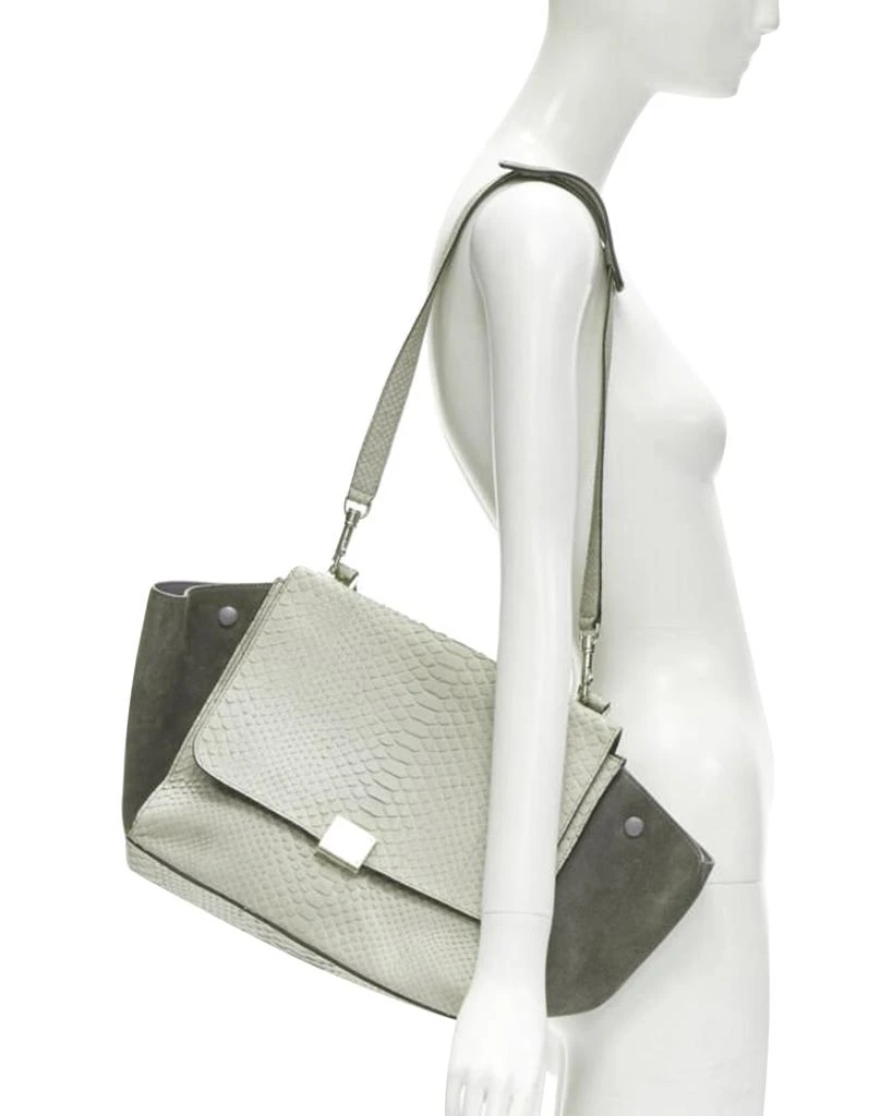 商品[二手商品] Celine|CELINE Phoebe Philo Trapeze grey scaled leather suede flared flap satchel bag,价格¥13356,第2张图片详细描述