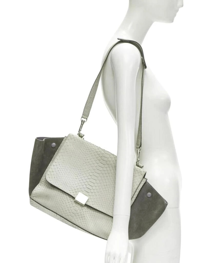 商品[二手商品] Celine|CELINE Phoebe Philo Trapeze grey scaled leather suede flared flap satchel bag,价格¥12949,第2张图片详细描述