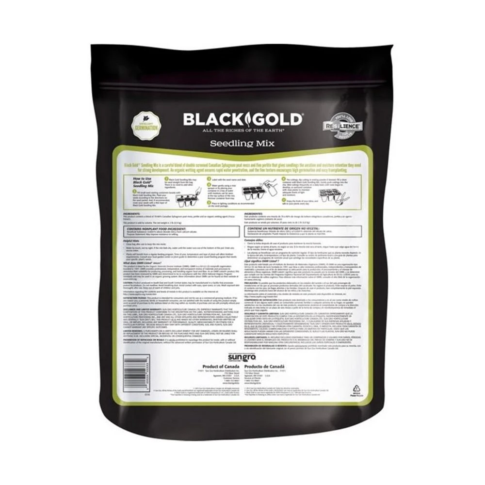 商品SunGro Black|Gold Seedling Germination Mix for Seeds, 8 Qrts,价格¥159,第2张图片详细描述