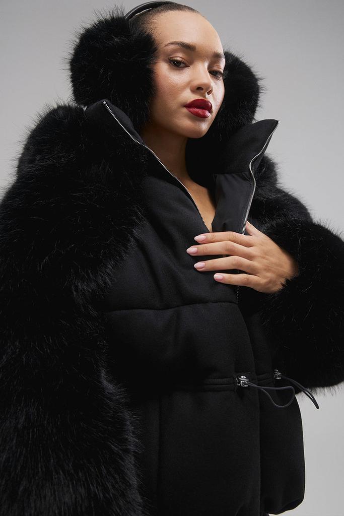 Alo La Premiere Opulent Faux Fur Stunner Jacket - Black/Black