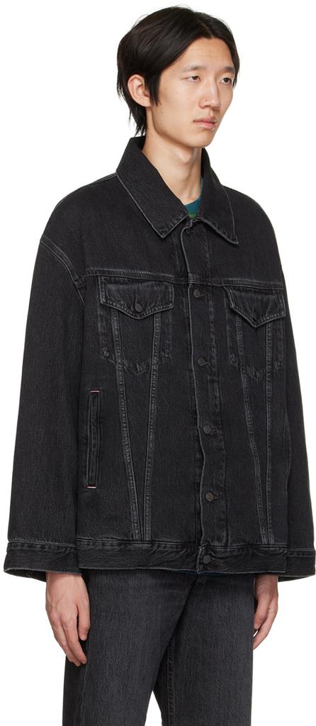 Black Loose-Fit Denim Jacket商品第2张图片规格展示