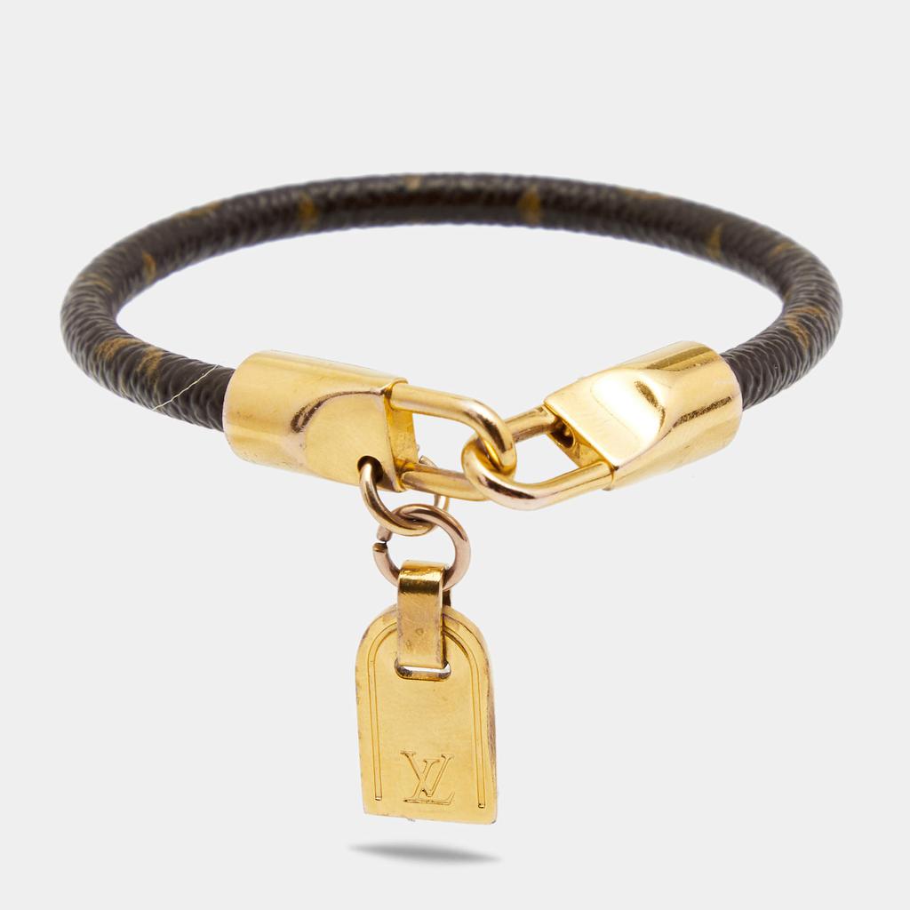 Louis Vuitton Luck It  Brown Monogram Canvas Gold Tone Bracelet商品第1张图片规格展示