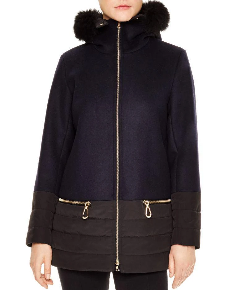 商品Sandro|Brina Fox Fur-Trimmed Coat,价格¥3247,第1张图片