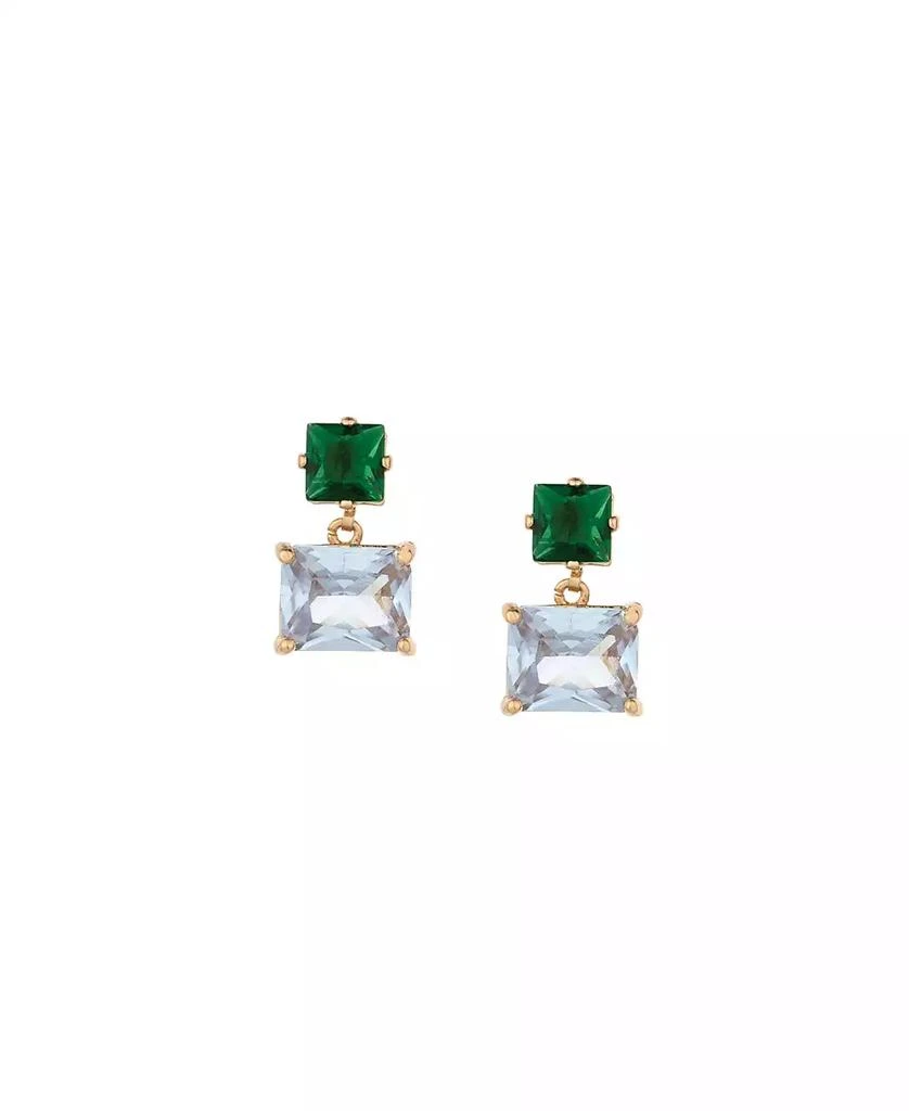 商品Ettika Jewelry|Green Velveteen 18K Gold Plated Drop Earrings,价格¥224,第1张图片