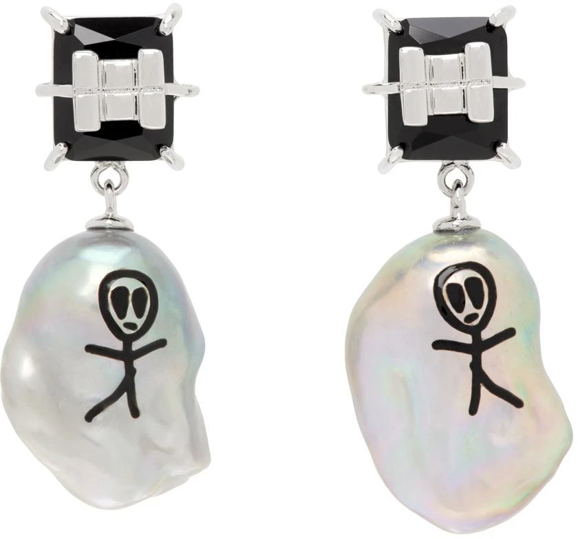 商品JIWINAIA|Silver & Black Alien Pearl Earrings,价格¥972,第1张图片
