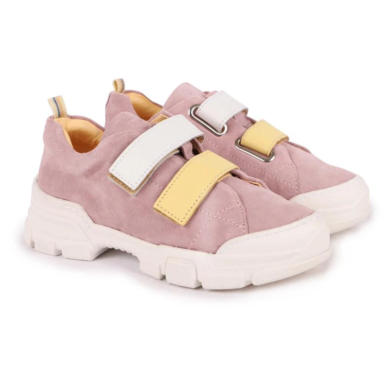 商品Dulis|Suede leather velcro straps sneakers in pink,价格¥1013,第1张图片