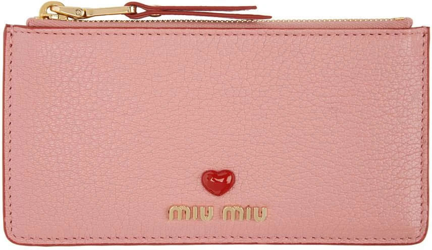 商品Miu Miu|Pink Love Zip 爱心卡包,价格¥2651,第1张图片