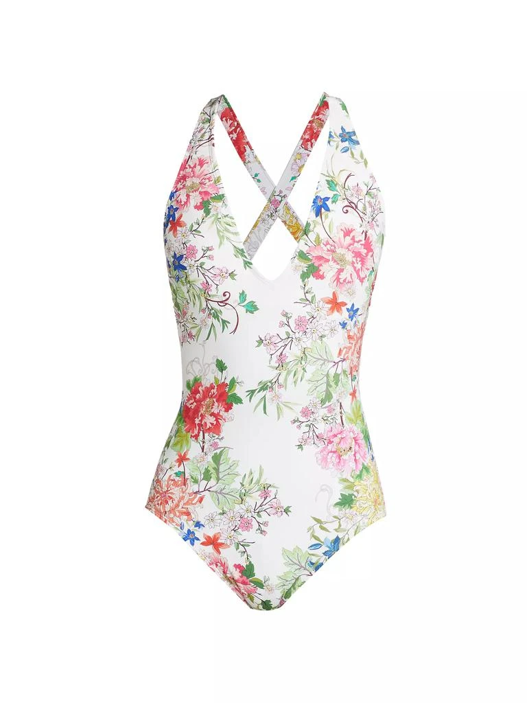 商品Johnny Was|Metalli Giorno Crossback One-Piece Swimsuit,价格¥597,第1张图片