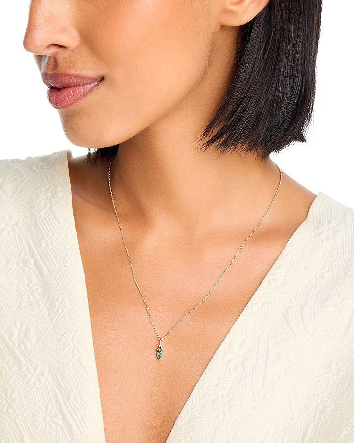 商品Moon & Meadow|14K Yellow Gold Italy Emerald & White Topaz Bezel Pendant Necklace, 16-18" - Exclusive,价格¥10966,第2张图片详细描述