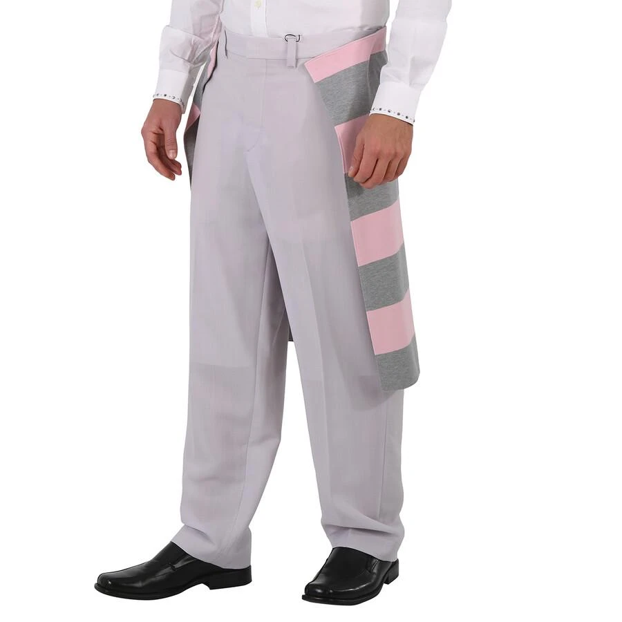 商品Burberry|Men's Light Pebble Grey Striped Skirt Detail Mohair Wool Wide-leg Trousers,价格¥828,第2张图片详细描述