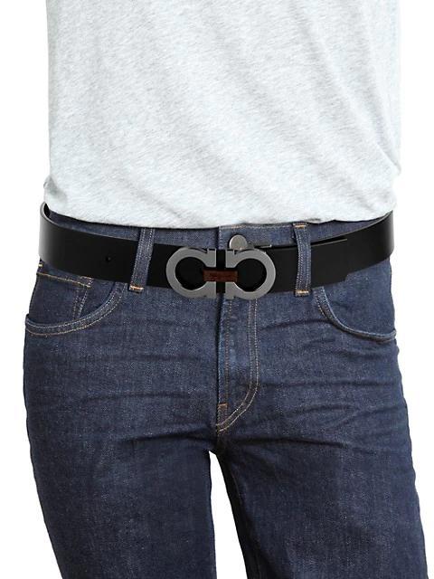 商品Salvatore Ferragamo|Adjustable & Reversible Gancini Buckle Belt with Briarwood Detail,价格¥3618,第5张图片详细描述
