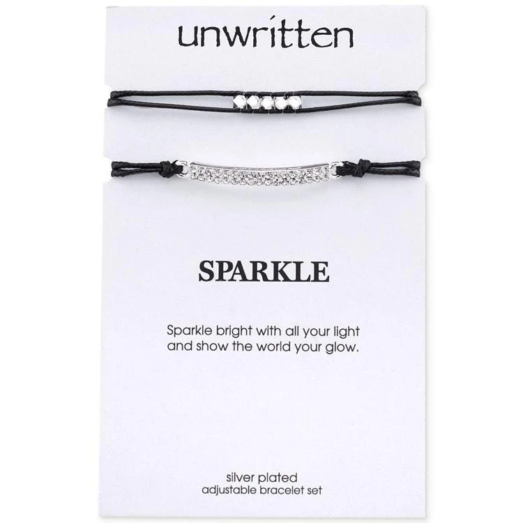 商品Unwritten|2-Pc. Set Crystal and Bead Faux Leather Adjustable Bracelets in Silver-Plate,价格¥104,第3张图片详细描述