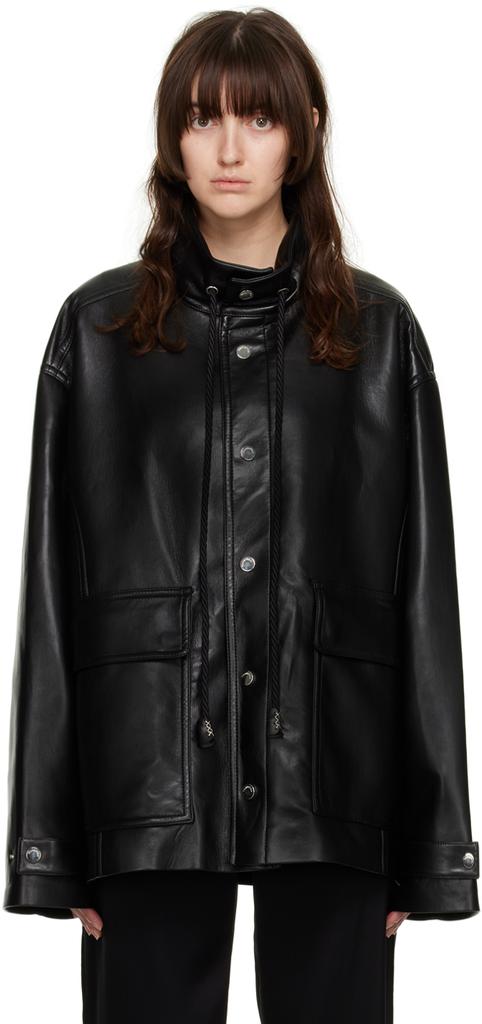 Black Elias Regenerated Leather Jacket商品第1张图片规格展示