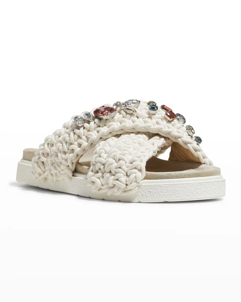 商品INUIKII|Cotton Crochet Crisscross Crystal Sandals,价格¥714,第4张图片详细描述