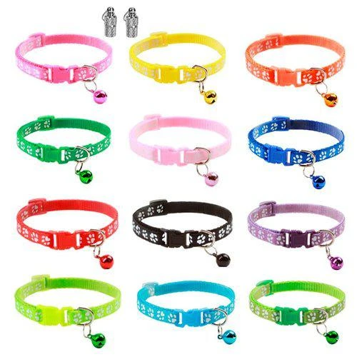 商品Fresh Fab Finds|Cat Collar Adjustable Kitten Collar Pet Collar With Bell Name Tag Safety Buckle Collar Multi,价格¥161,第1张图片