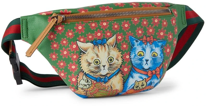 商品Gucci|Kids Green Cat Print Belt Bag,价格¥4141,第2张图片详细描述