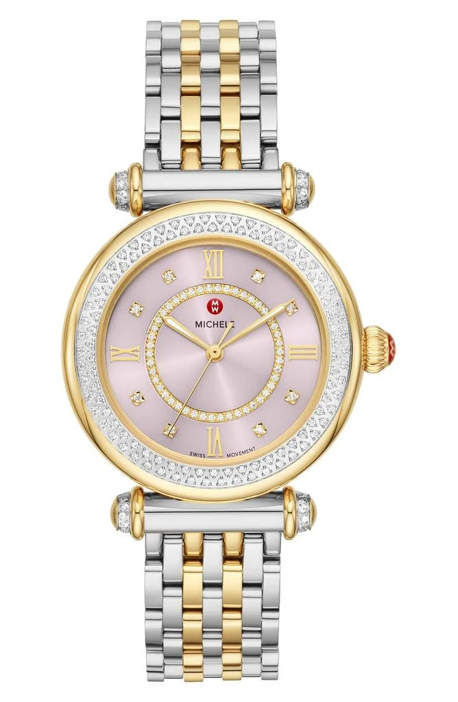 商品Michele|Caber Mid Two-Tone Diamond Bracelet Watch, 35mm - 0.59ct.,价格¥12159,第1张图片