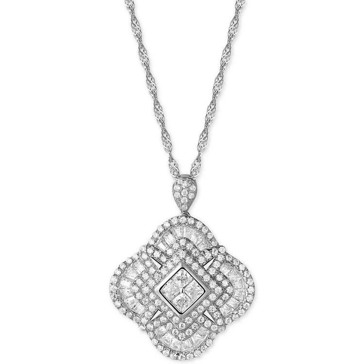 商品Macy's|Cubic Zirconia Clover Pendant Necklace in Sterling Silver,价格¥350,第1张图片