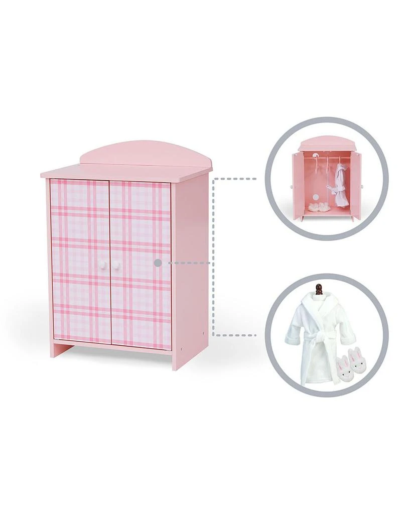 Sophia's by Kids Aurora Princess 18" Doll Pink Plaid Closet with Bathrobe & Slipper Pink/White - Ages 3-7 商品