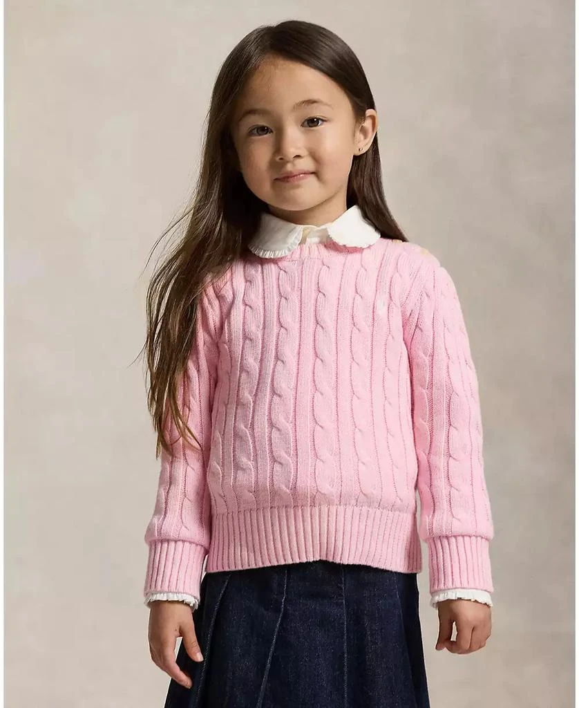 商品Ralph Lauren|Girls 2T-6x Long-Sleeve Cable-Knit Cotton Sweater,价格¥336,第1张图片