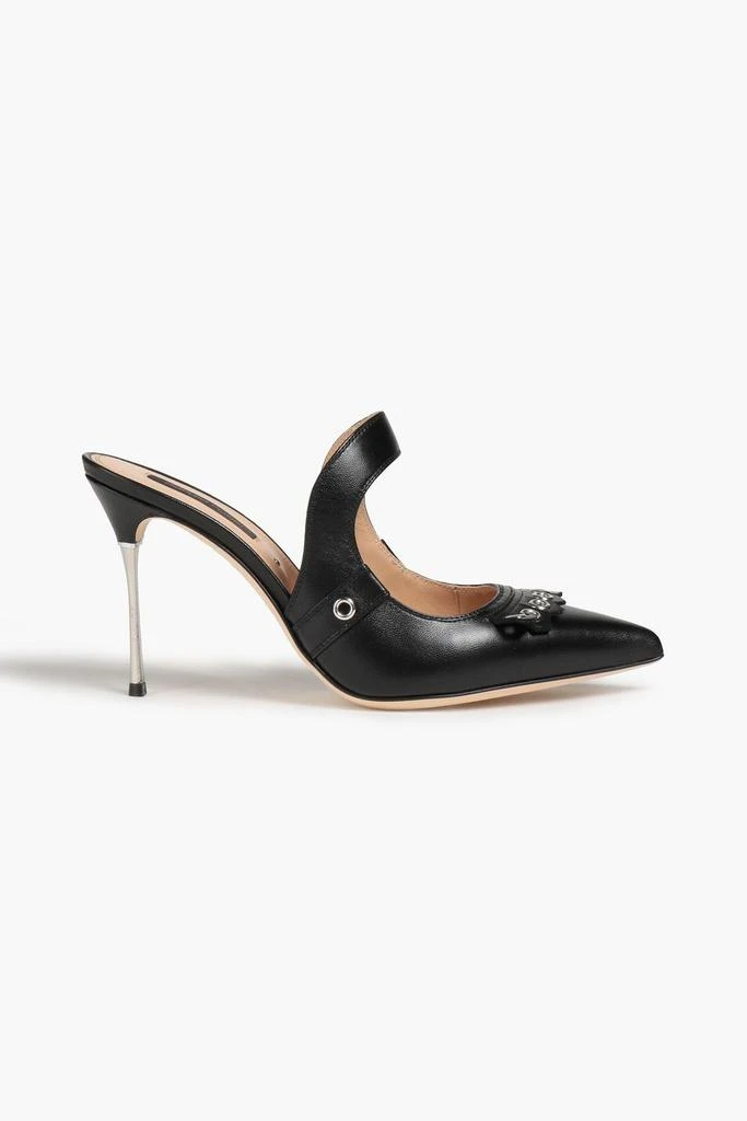 商品Sergio Rossi|Eyelet-embellished fringed leather mules,价格¥1787,第1张图片