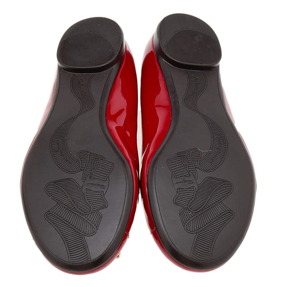 Salvatore Ferragamo Red Patent Leather Sun Ballet Flats Size 40 商品