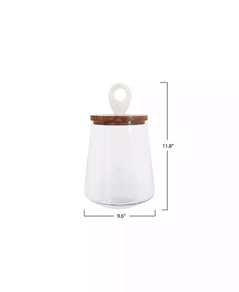 商品Bloomingville|Small Clear Glass Jar with Mango Wood & Marble Lid,价格¥373,第2张图片详细描述