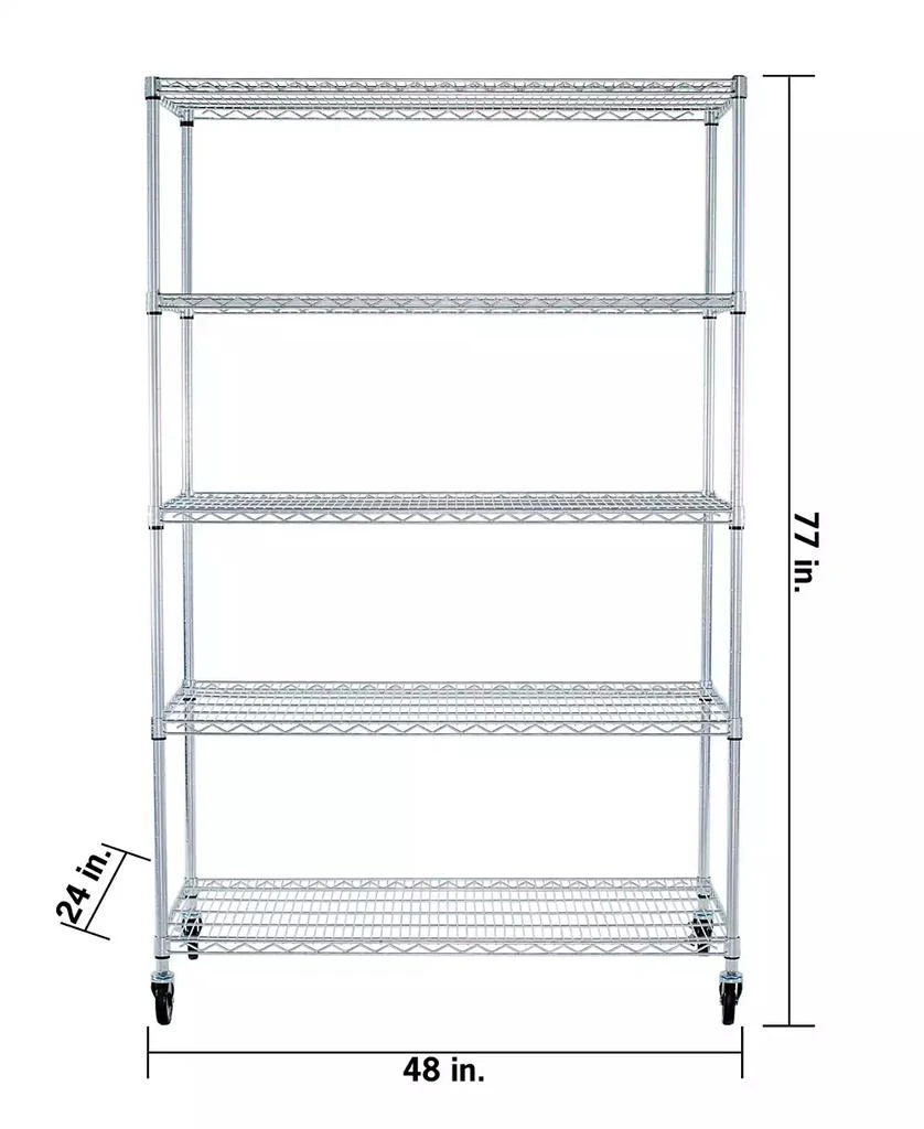商品TRINITY|5-Tier Wire Shelving Rack Includes Wheels,价格¥3007,第5张图片详细描述