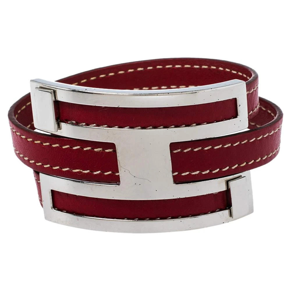 商品[二手商品] Hermes|Hermès Rouge Garance Chamonix Leather Pousse Pousse Bracelet,价格¥1361,第1张图片