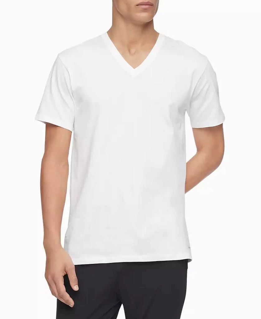 商品Calvin Klein|Men's 3-Pack Cotton Classics Short-Sleeve V-Neck Undershirts,价格¥245,第2张图片详细描述