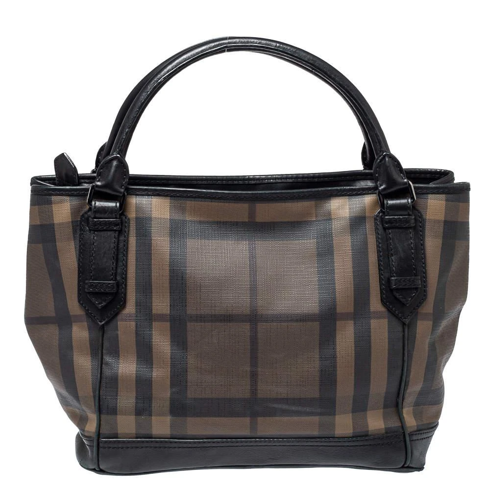 商品[二手商品] Burberry|Burberry Brown/Black Smoke Check PVC and Leather Tote,价格¥1933,第4张图片详细描述