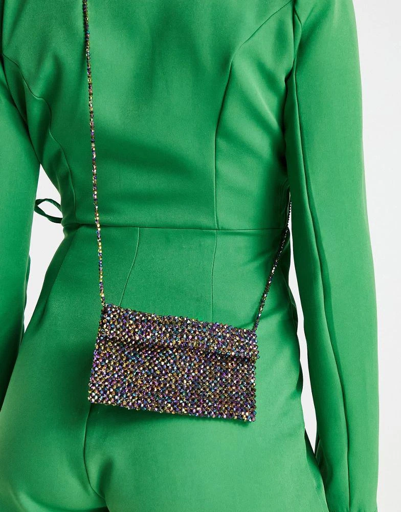 商品ASOS|ASOS DESIGN beaded mini crossbody bag in multi colour,价格¥109,第3张图片详细描述