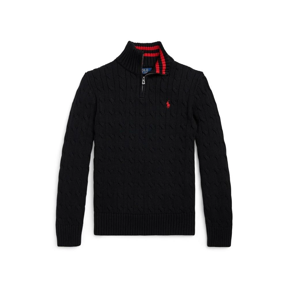 商品Ralph Lauren|Big Boys Cable-Knit Cotton Quarter-Zip Sweater,价格¥638,第1张图片