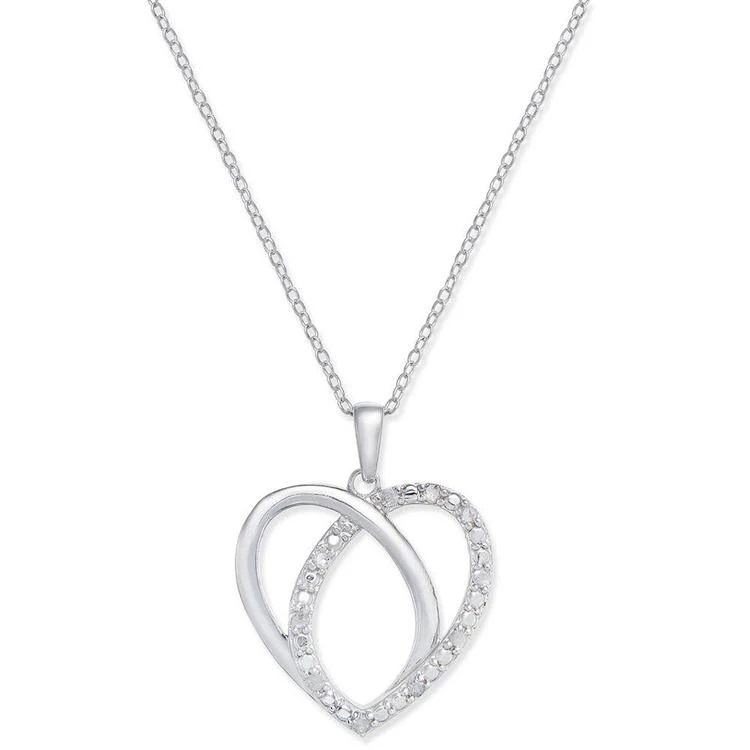 商品Macy's|Diamond Heart Pendant Necklace (1/10 ct. t.w.) in Sterling Silver,价格¥163,第1张图片
