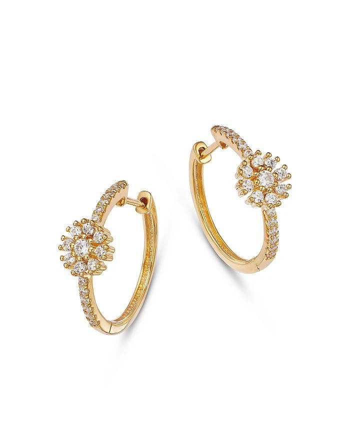 商品Bloomingdale's|Diamond Flower Hoop Earrings in 14K Yellow Gold, 0.50 ct. t.w.,价格¥9296,第1张图片详细描述