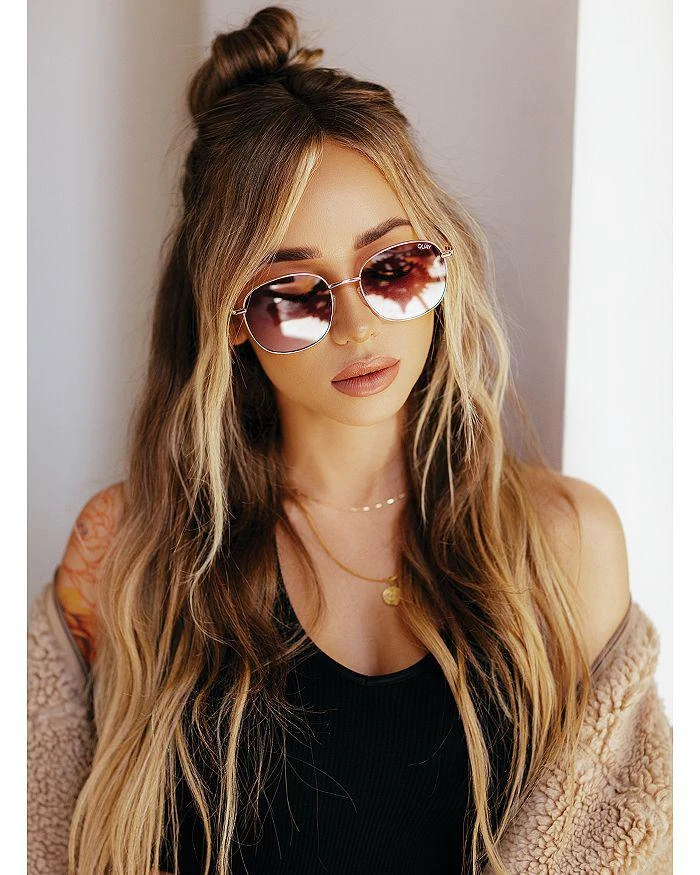 商品Quay|Women's Jezabell Mirrored Round Sunglasses, 54mm,价格¥445,第4张图片详细描述