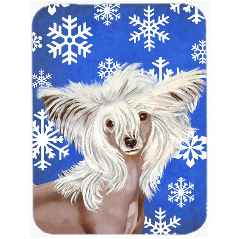 商品Caroline's Treasures|LH9302LCB Chinese Crested Winter Snowflakes Holiday Glass Cutting Board Large,价格¥251,第1张图片